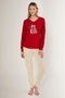 Pi̇erre Cardi̇n V-Neck 100% Cotton Women's Long Sleeve Pajama Set - 4
