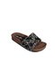 Yazkiş Women's Black Platinum Glittery Flat Sole Slippers with Stones