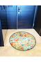 Orange Green Theme Traditional Patterned Round Woven Base Vintage Decorative Carpet 6152 - 4