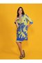 Green Navy Blue Salerno Marble Shirt Dress