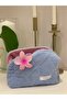 Blue Towel Fabric - Cosmetic Makeup Bag, Super Size 22x10x13 - 3