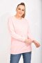 Women's Large Size Pink Cotton Fabric Stone and Print Detailed Sweatshirt 65n35482 - 2