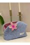 Blue Towel Fabric - Cosmetic Makeup Bag, Super Size 22x10x13 - 5
