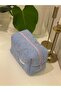 Blue Towel Fabric - Cosmetic Makeup Bag, Super Size 22x10x13 - 4