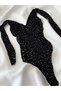 Beautiful Shiny Diamond Stone Shoulder Detailed Mesh Women's Body Blouse Compatible with Lycra Size up to 5XL - 3