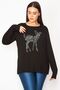 Women's Large Size Black Sequin Detailed Tunic 65n29443