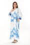Women's Plus Size Blue Front Length Button-Down Shirt Collar Long Dress 65N37875 - 7