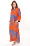 Women's Colorful Front Length Buttoned Shirt Collar Long Dress 65N37875 - 8