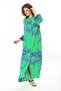 Women's Plus Size Green Front Length Button-Down Shirt Collar Long Dress 65N37875 - 3