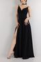 Strappy Draped Slit Maxi Length Evening Dress Wedding Engagement Graduation Dress - 3