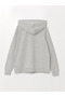 Lcwaikiki Basic Gray Melange Hooded Plain Long Sleeve Women's Zip-Up Sweatshirt - 2