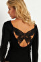 Women's Black Butterfly Detailed Camisole Blouse Ey2903 - 6