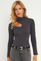 Women's Anthracite Cross Neck Half Fisherman Blouse B1404 - 6