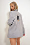 Women's Gray Flap Pocket Blazer Jacket Alc-X12635 - 6