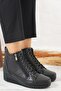 Cleo Side Zipper Tied Women's Orthopedic Boots Black Skin - 3