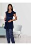 Women's Effort Navy Blue Patterned Soft Maternity Pajama Set