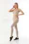 Cream Beige Stretchy High Waist Ribbed Sports Leggings - Crop Set - 4