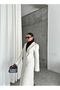 Stone Plated Buttoned Slit Long Coat-44092 - 7