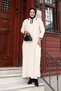 Women's Hijab Clothing Shirt Collar Skirt with Slit and Buttoned Front Dress with Pantalon Double Set