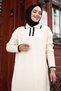 Women's Hijab Clothing Shirt Collar Skirt with Slit and Buttoned Front Dress with Pantalon Double Set - 5