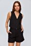 Straight Cut Black Women's Vest