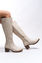 Hioverra Women's Heeled Boots 0012745 Matte Beige - 2