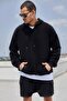 Black Unisex Hooded Kangaroo Pocket Oversized Loose Sweatshirt - 4