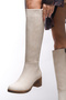 Hioverra Women's Heeled Boots 0012745 Matte Beige - 5