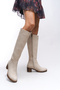 Hioverra Women's Heeled Boots 0012745 Matte Beige - 4