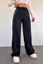 Women's Kompac Cotton Black Wide Leg Two-Thread Elastic Waist Sweatpants - 4
