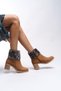 Rielradh Women's Fur Detailed Heeled Boots 0012501 Tan Suede - 5