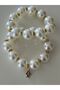 Fish Zircon Charm Dangle 2-Piece Pearl Bracelet