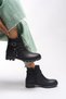 Lislaevar Women's Buckle Detailed Boots 0012202 Black Leather - 5