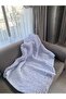 Light Gray Puffy Hand Knitted Blanket - 5