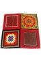 Geometric Patterned Multi-Piece Satin Red Scarf - 90X90 - 8