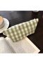 Green Gingham Washable Zippered Single Eyed Cloth Pen Holder Pencil Case Wallet Makeup Bag - 3