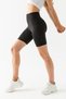 Women's Black High Waist Gathering Karyoka Stitching Breathable Soft Textured Flexible Sports Shorts Leggings - 5