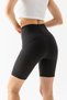 Women's Black High Waist Gathering Karyoka Stitching Breathable Soft Textured Flexible Sports Shorts Leggings - 2