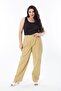 Women's Plus Size Beige Ribs Fabric Side Pocket Pleated Pants 65N38272 - 3