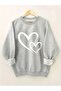Women's Heart Printed Crew Neck Sweatshirt - 2