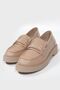 WOMEN'S BEIGE GENUINE NATURAL LEATHER LOAFER SHOES - 7