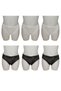 Women's Lacy Black and White 6 Pack Cotton Bikini Panties