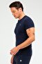 Navy Blue Regular Cotton Prevailing Collar Short Sleeve Men's T-Shirt Xf1502 - 2