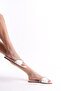 White Choke Bow Detailed Stoned Flat Women's Slippers - 3