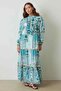 Green Floral Ethnic Printed Dress - 2