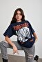 Women's Navy Blue Fabulous Printed Oversize T-shirt