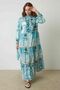 Green Floral Ethnic Printed Dress - 4