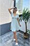 V-Neck Patterned Mini Short Sleeve Dress -200 - 2