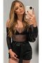 Beautiful Shiny Diamond Stone Shoulder Detailed Mesh Women's Body Blouse Compatible with Lycra Size up to 5XL - 2