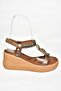 S258136009 Copper Wedge Sole Women's Sandals - 7
